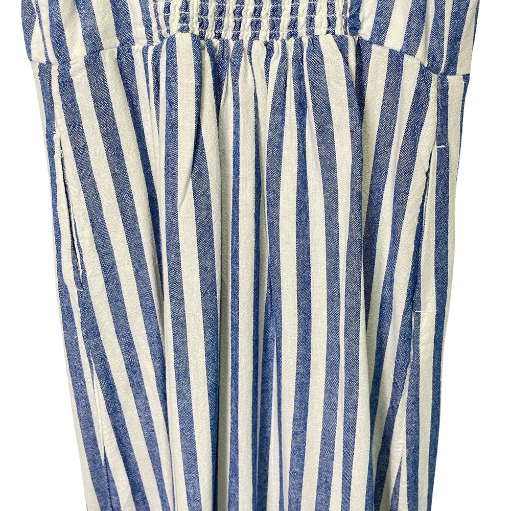 Old Navy Linen Blend Fit & Flare Sleeveless Midi Dress Blue Stripe, Size S - Picture 10 of 14